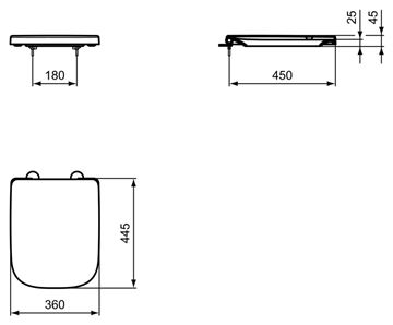 IDEAL STANDARD I.LIFE A WC sedátko, SoftClose, bílá T453101 Technický nákres