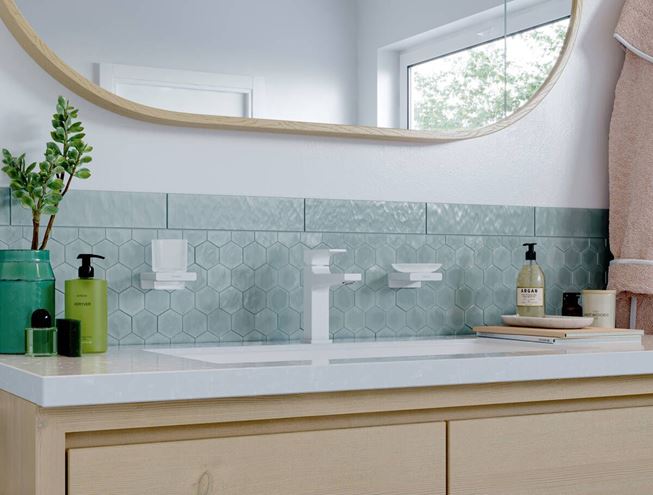 HANSGROHE METROPOL umyvadlová stojánková baterie, s odtokovou soupravou, EcoSmart, matná bílá 32507700 Obrázek - fotka