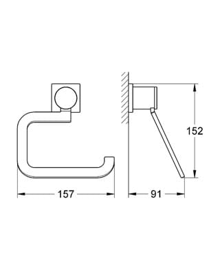 GROHE ALLURE držák toaletního papíru, nástěnný, chrom 40279000 Technický nákres