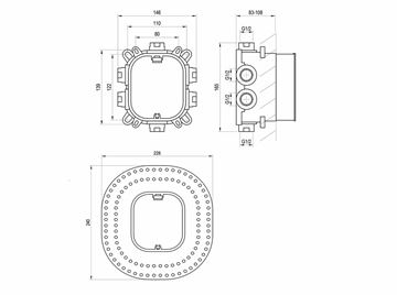 RAVAK R-BOX VARI RB 072.50 podomítkové těleso G 1/2 X070139 Technický nákres