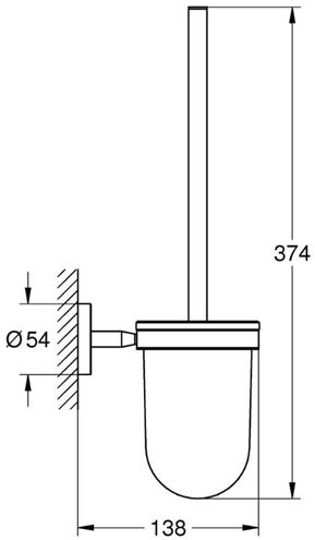 GROHE BAUCOSMOPOLITAN WC štětka, nástěnná, sklo, chrom 40463001 Technický nákres