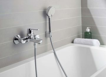 HANSA BASICJET sprchová souprava 3-dílná, ruční sprcha pr. 95 mm, 3 proudy, hadice, držák, Eco, chrom 44680133 Obrázek - fotka