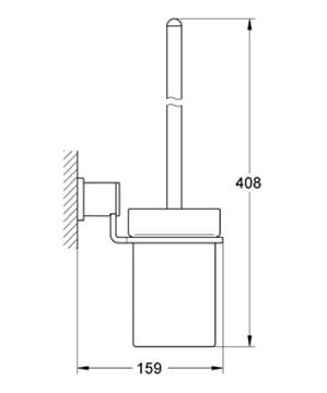 GROHE ALLURE WC štětka, nástěnná, sklo, chrom 40340000 Technický nákres