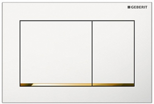 GEBERIT OMEGA 20 SQUARE ovládací tlačítko pro dvě splachování, plast, bílá/zlatá