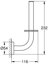 GROHE ESSENTIALS držák toaletního papíru, nástěnný, chrom 40385001 Technický nákres