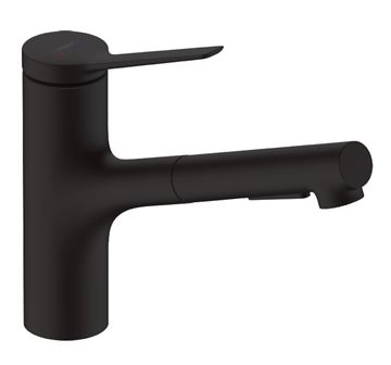 HANSGROHE ZESIS M33 dřezová baterie, s vytahovací sprškou, sBox lite, matná černá