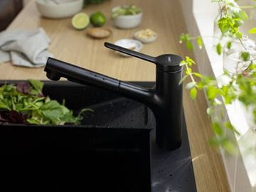 HANSGROHE ZESIS M33 dřezová baterie, s vytahovací sprškou, sBox lite, matná černá 74803670 Obrázek - fotka