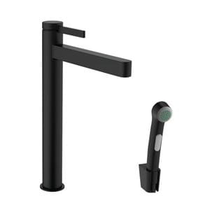 HANSGROHE FINORIS umyvadlová stojánková baterie, s odtokovou soupravou a bidetovou sprškou, matná černá