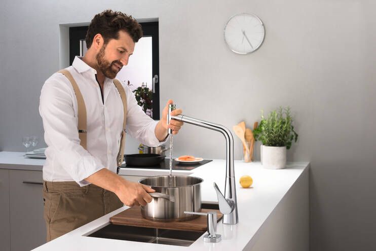 HANSGROHE METRIS SELECT M71 dřezová baterie, s vytahovací sprškou, sBox, chrom 73816000 Obrázek - fotka