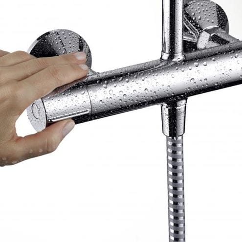 HANSGROHE VERNIS BLEND SHOWERPIPE 200 sprchový set s termostatickou baterií, horní sprcha, ruční sprcha se 2 proudy, tyč, hadice, EcoSmart, chrom 26089000 Obrázek - fotka