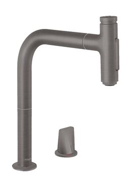 HANSGROHE METRIS SELECT M71 dřezová baterie, s vytahovací sprškou, sBox, kartáčovaný černý chrom