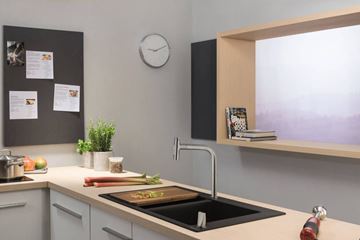 HANSGROHE METRIS SELECT M71 dřezová baterie, s vytahovací sprškou, sBox, nerez 73818800 Obrázek - fotka