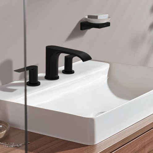 HANSGROHE VIVENIS umyvadlová stojánková baterie 3-otvorová, s odtokovou soupravou, EcoSmart, matná černá 75033670 Obrázek - fotka