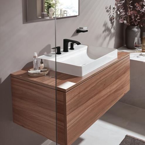 HANSGROHE VIVENIS umyvadlová stojánková baterie 3-otvorová, s odtokovou soupravou, EcoSmart, matná černá 75033670 Obrázek - fotka