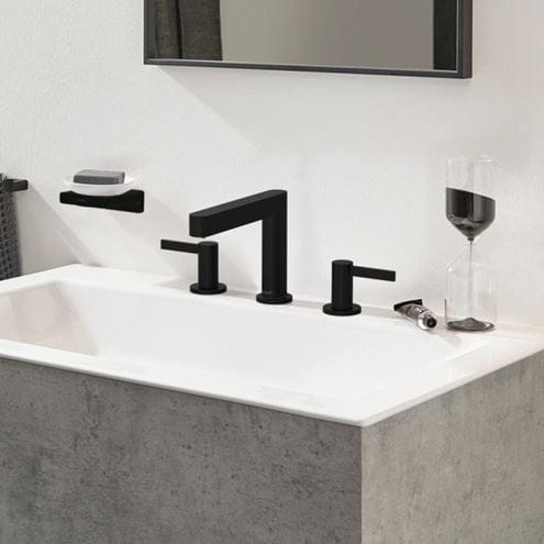 HANSGROHE FINORIS umyvadlová stojánková baterie 3-otvorová, s odtokovou soupravou, EcoSmart, matná černá 76033670 Obrázek - fotka