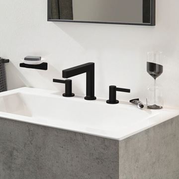 HANSGROHE FINORIS umyvadlová stojánková baterie 3-otvorová, s odtokovou soupravou, EcoSmart, matná černá 76033670 Obrázek - fotka