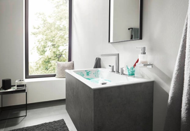 HANSGROHE FINORIS umyvadlová stojánková baterie 3-otvorová, s odtokovou soupravou, EcoSmart, chrom 76034000 Obrázek - fotka