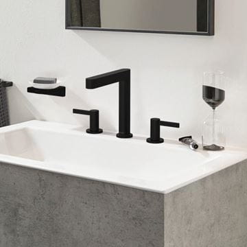HANSGROHE FINORIS umyvadlová stojánková baterie 3-otvorová, s odtokovou soupravou, EcoSmart, matná černá 76034670 Obrázek - fotka