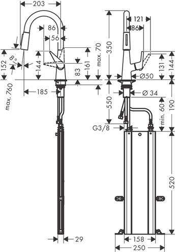 HANSGROHE TALIS M51 dřezová baterie, s vytahovací sprškou, sBox, chrom 73850000 Obrázek - fotka
