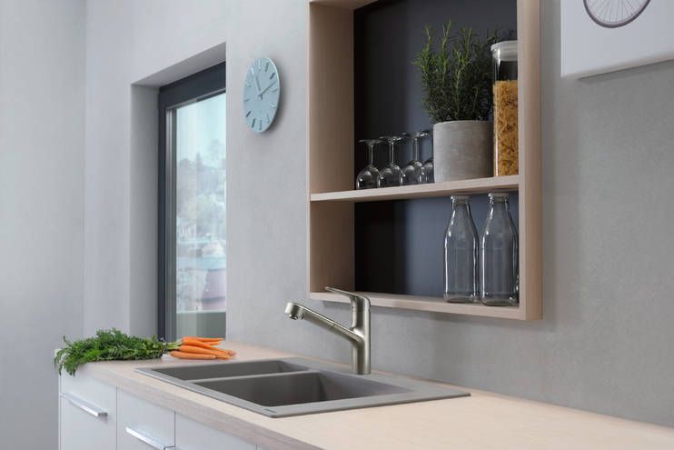 HANSGROHE FOCUS M42 dřezová baterie, s vytahovací koncovkou, nerez 71814800 Obrázek - fotka