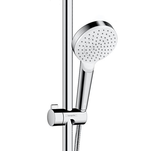 HANSGROHE CROMETTA 1JET sprchová souprava 3-dílná, ruční sprcha pr. 100 mm, tyč, hadice, EcoSmart, bílá/chrom 26535400 Obrázek - fotka