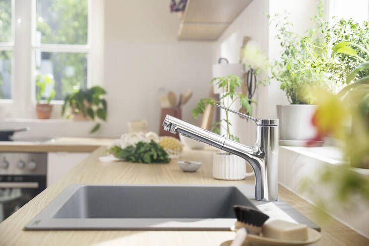 HANSGROHE ZESIS M33 dřezová baterie, s vytahovací sprškou, sBox lite, chrom 74803000 Obrázek - fotka