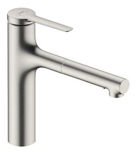 HANSGROHE ZESIS M33 dřezová baterie, s vytahovací sprškou, sBox lite, nerez