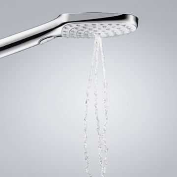 HANSGROHE RAINDANCE SELECT E 120 3JET sprchová souprava 4-dílná, ruční sprcha 120x120 mm, 3 proudy, tyč, hadice, mýdlenka, EcoSmart, bílá/chrom 26622400 Obrázek - fotka