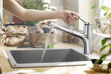 HANSGROHE ZESIS M33 dřezová baterie, s vytahovací sprškou, EcoSmart, chrom 74810000 Obrázek - fotka