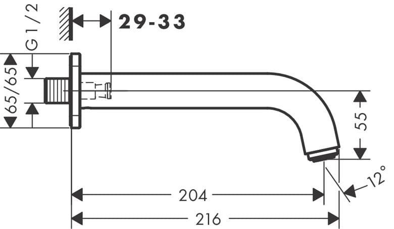 HANSGROHE VERNIS SHAPE vanová vpust, chrom 71460000 Technický nákres
