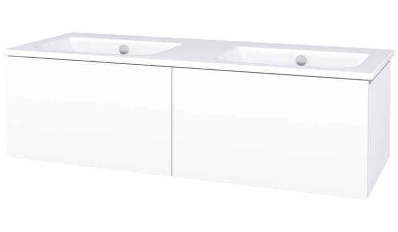 CONCEPT MODULAR skříňka pod dvojumyvadlo 122,5x49,5x33,2 cm, 2 zásuvky, Push-open, lesklá bílá 807672 Obrázek - Hlavní obrázek