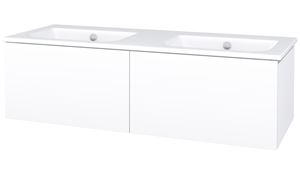 CONCEPT MODULAR skříňka pod dvojumyvadlo 122,5x49,5x33,2 cm, 2 zásuvky, Push-open, lesklá bílá