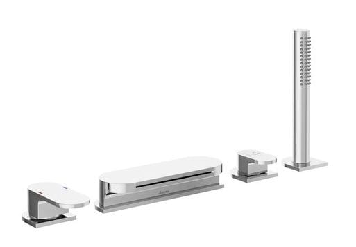 RAVAK CHROME CR 025.00 baterie na okraj vany, 4-otvorová, s přepínačem, se sprchovou soupravou, chrom X070073 Obrázek - Hlavní obrázek