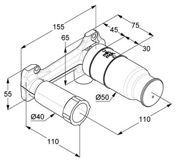 KLUDI podomítkové těleso DN15 38242 Technický nákres