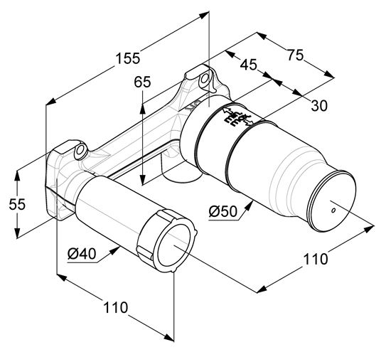 KLUDI podomítkové těleso DN15 38242 Technický nákres