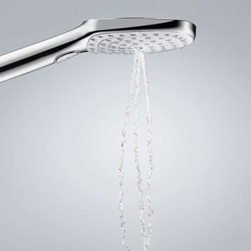 HANSGROHE RAINDANCE SELECT E 120 3JET sprchová souprava 3-dílná, ruční sprcha 120x120 mm, 3 proudy, hadice, držák, bílá/chrom 26720400 Obrázek - fotka