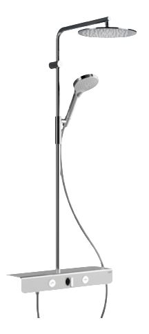 NDW RAINDROP DIURNA sprchový set s termostatickou baterií, horní sprcha, ruční sprcha se 3 proudy, tyč, hadice, chrom/bílé sklo PM10150/RW Obrázek - Hlavní obrázek