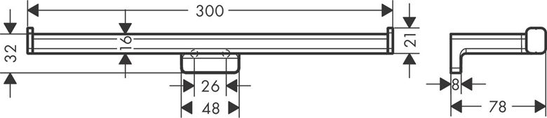 HANSGROHE ADDSTORIS držák toaletního papíru, dvojitý, nástěnný, chrom 41748000 Technický nákres