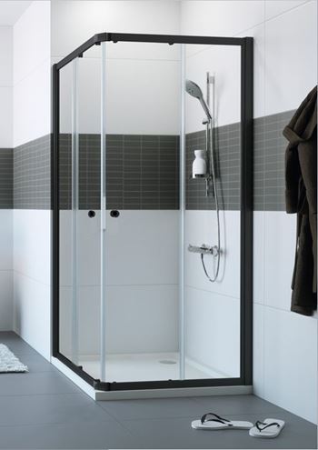 CONCEPT 100 BLACK EDITION sprchový kout 80x80 cm, rohový vstup, posuvné dveře, černá/sklo čiré PTA20106.123.322 Obrázek - Hlavní obrázek