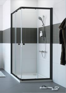 CONCEPT 100 BLACK EDITION sprchový kout 80x80 cm, rohový vstup, posuvné dveře, černá/sklo čiré