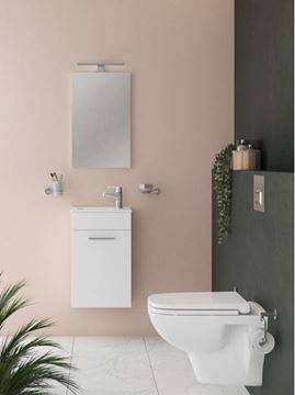 EASY PLUS skříňka s umyvadlem 39x28x61 cm, 1 dvířka, se zrcadlem a s osvětlením, bílá 69576 Obrázek - fotka