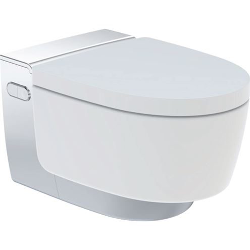 GEBERIT AQUACLEAN MERA COMFORT závěsné WC s bidetovým sedátkem, SoftClosing, TurboFlush, KeraTect, bílá/chrom 146.212.21.1 Obrázek - Hlavní obrázek