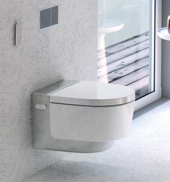 GEBERIT AQUACLEAN MERA COMFORT závěsné WC s bidetovým sedátkem, SoftClosing, TurboFlush, KeraTect, bílá/chrom 146.212.21.1 Obrázek - fotka
