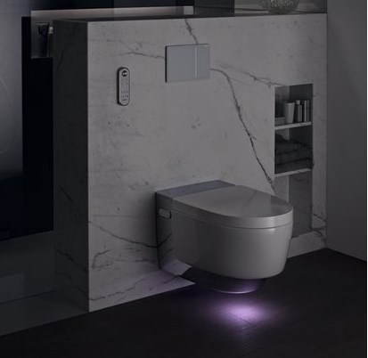 GEBERIT AQUACLEAN MERA COMFORT závěsné WC s bidetovým sedátkem, SoftClosing, TurboFlush, KeraTect, bílá/chrom 146.212.21.1 Obrázek - fotka