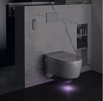 GEBERIT AQUACLEAN MERA COMFORT závěsné WC s bidetovým sedátkem, SoftClosing, TurboFlush, KeraTect, bílá/chrom 146.212.21.1 Obrázek - fotka