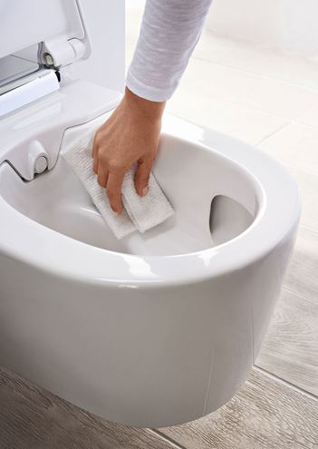 GEBERIT AQUACLEAN SELA závěsné WC s bidetovým sedátkem, SoftOpening, TurboFlush, KeraTect, bílá/chrom 146.222.21.1 Obrázek - fotka