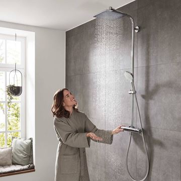 HANSGROHE CROMETTA E SHOWERPIPE 240 sprchový set s termostatickou baterií, horní sprcha, ruční sprcha se 2 proudy, tyč, hadice, chrom 27271000 Obrázek - fotka