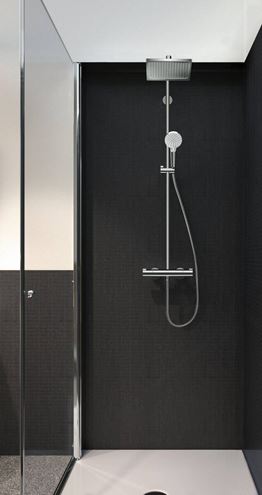 HANSGROHE CROMETTA E SHOWERPIPE 240 sprchový set s termostatickou baterií, horní sprcha, ruční sprcha se 2 proudy, tyč, hadice, chrom 27271000 Obrázek - fotka