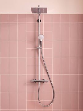 HANSGROHE CROMETTA E SHOWERPIPE 240 sprchový set s termostatickou baterií, horní sprcha, ruční sprcha se 2 proudy, tyč, hadice, chrom 27271000 Obrázek - fotka