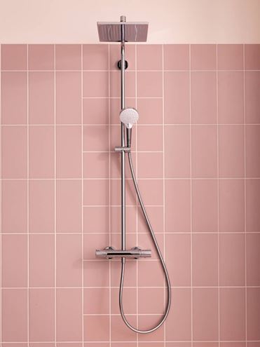 HANSGROHE CROMETTA E SHOWERPIPE 240 sprchový set s termostatickou baterií, horní sprcha, ruční sprcha se 2 proudy, tyč, hadice, chrom 27271000 Obrázek - fotka
